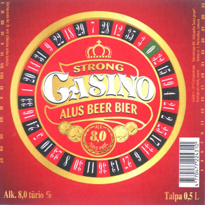 Prekės ženklas: STRONG CASINO ALUS BEER BIER